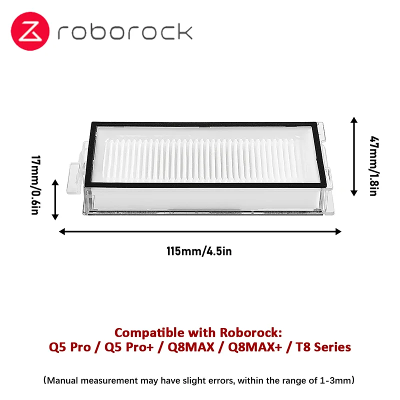 HEPA Filter For Roborock Q5 Pro/Q5 Pro+/Q5 Pro Plus/Q7 Max/Q7 Max+/Q8 Max/Q8 Max+/Q8 Max Plus/T8 Robot Vaccum Washable Filter
