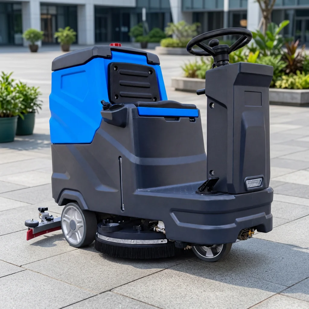 Battery Powered Ride-on Floor Scrubber ZY-700 Zoyon 24V100Ah Long Working Time Factory Cleaning Equipment