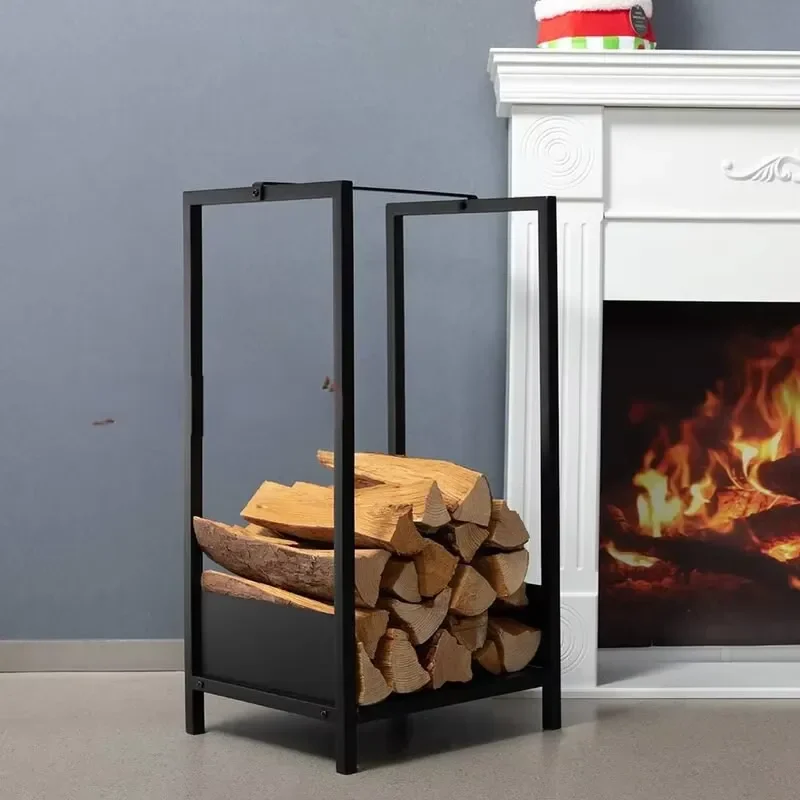 European Simple Black Wrought Iron Firewood Storage Rack Fireplace Tool Log Holder New Floor Standing Household in Stock