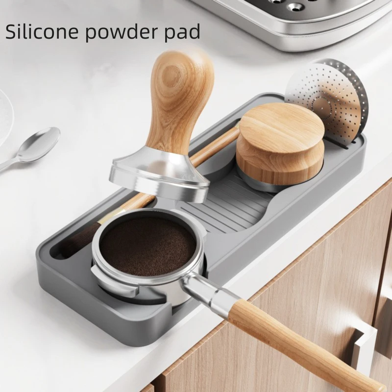 Non Slip Silicone Coffee Tamper Pad with Storage Holder Espresso Tools Coffee Grounds Distributor
