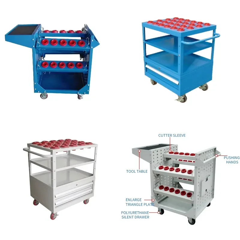 Durable Workshop CNC Tool Holder Storage Trolley Cart Cabinet With CNC Tool Holder BT30/40/50/60 HSK40/63/80/100