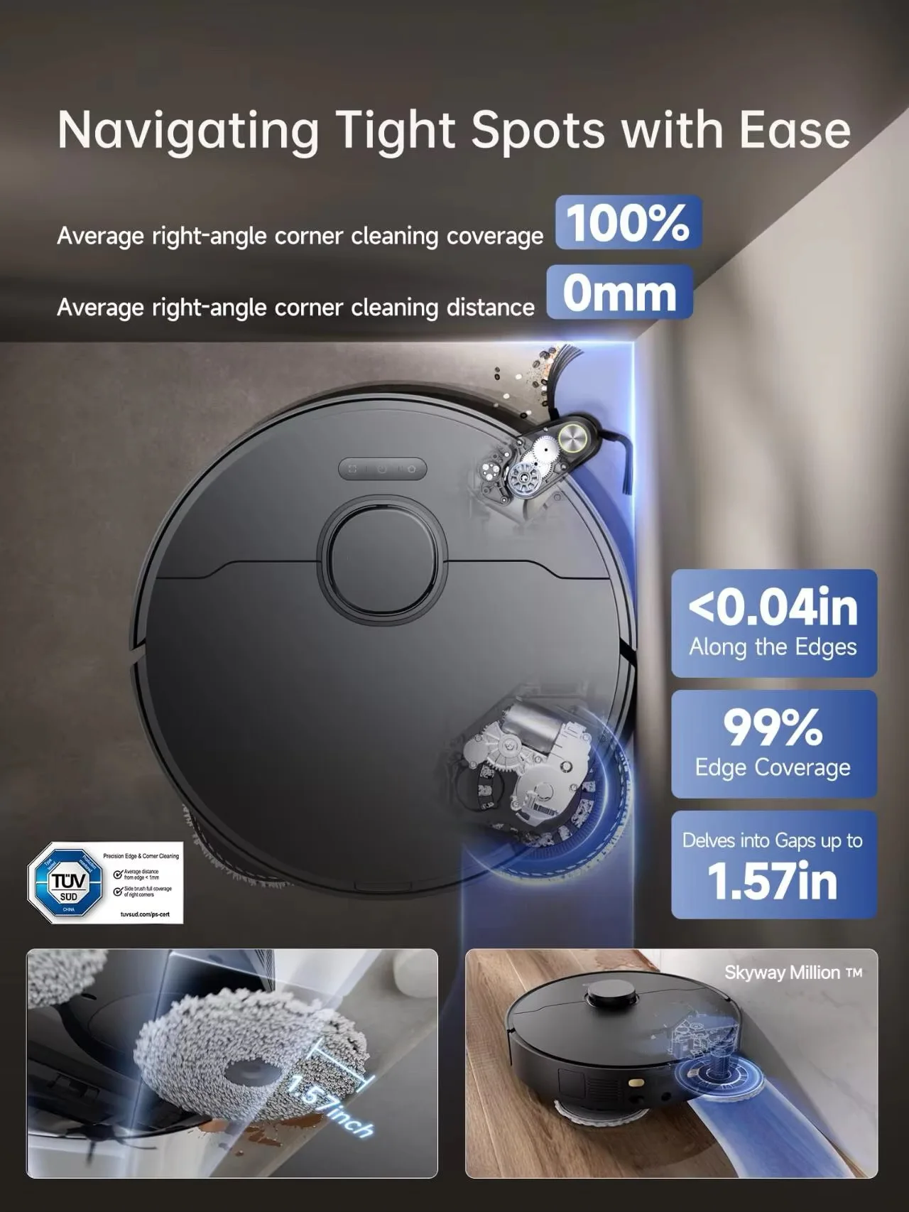 Industry-First DREAME X50 Pro Wet Robot Vacuum Cleaner 25000Pa Powerful Suction Climb Obstacle Hyperstream Detangling Duo Brush