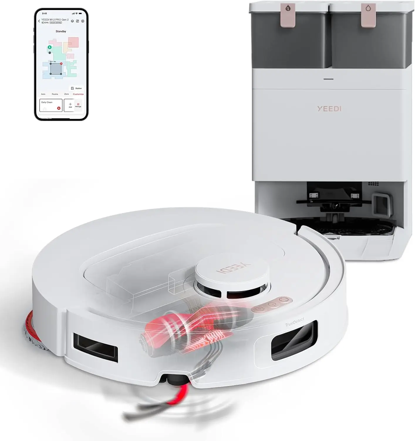25000Pa Suction 2-in-1 Robot Vacuum and Mop, All-in-One Floor Cleaning Machine for Sweeping and Mopping