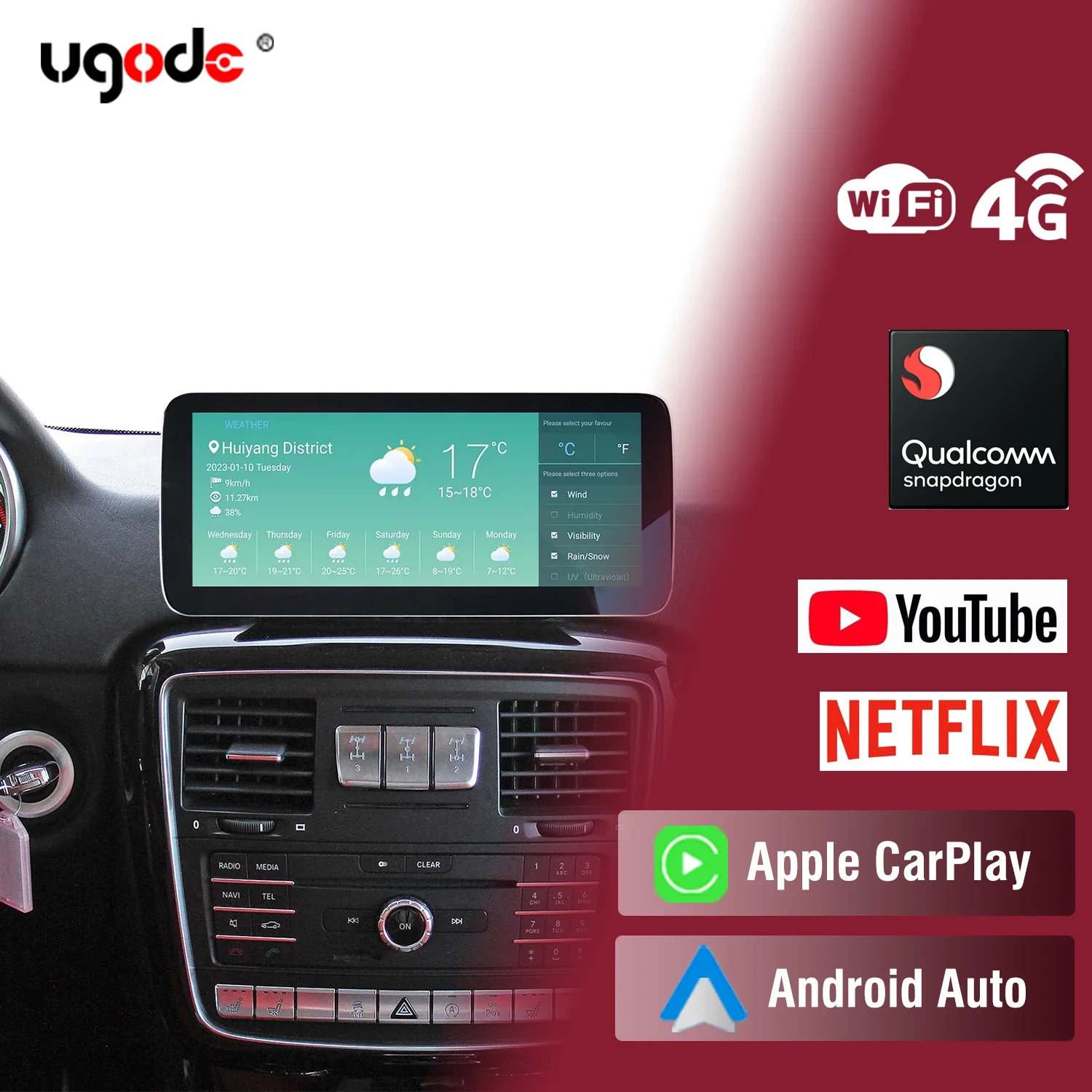 Ugode Android 13 Car Radio For Mercedes Benz G Class W461 W463 G350 G400 G500 G63 G65 G55 Navigation GPS Wireless Carplay Screen