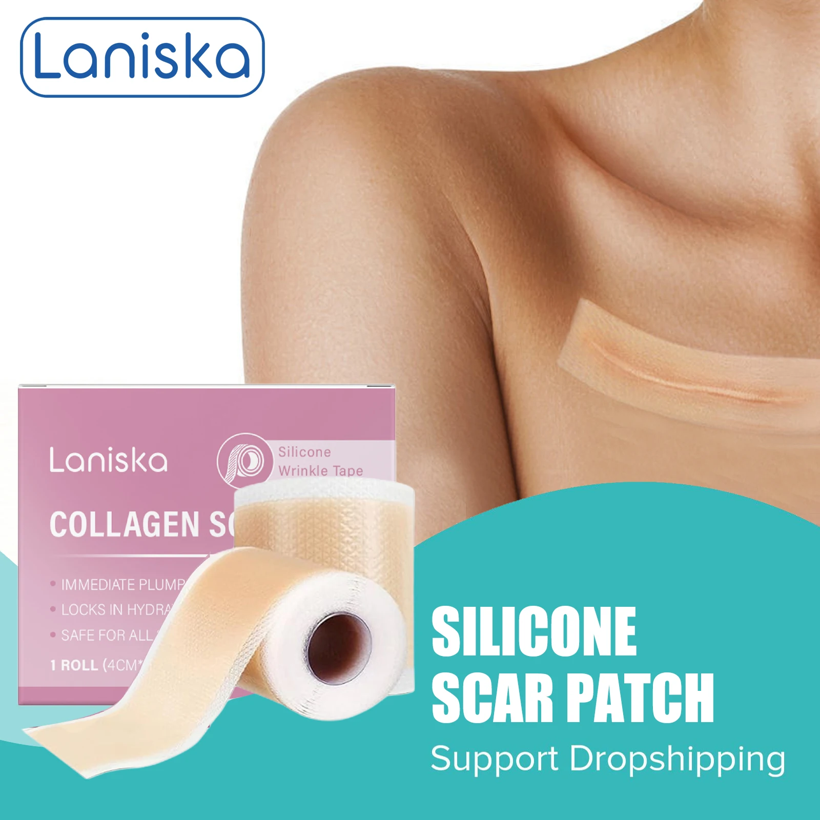Laniska 1 Roll Silicone Scar Patch Waterproof Keloid Removal Strip Invisible Reusable Collagen Scar Tape For Surgical Acne Burn