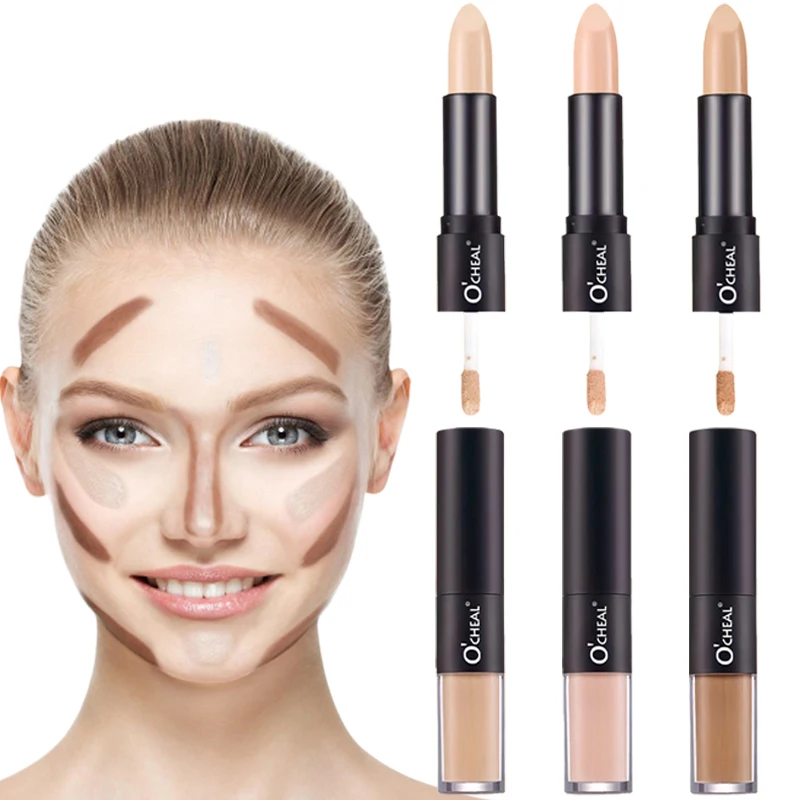 Ocheal 2 IN 1 Concealer Stick Flawless Dual Head Repair Face Invisible Pore Liquid Waterproof Primer Concealer Pencil Cosmetics