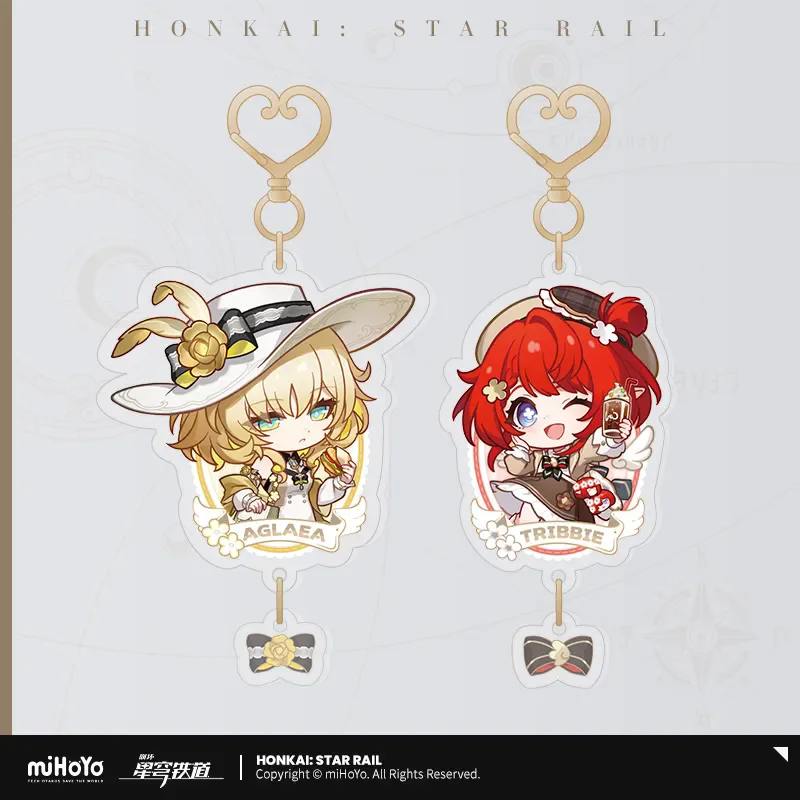 [Genuine] miHoYo Game Honkai Star Rail Train Journey Series Q-version Acrylic Pendant Aglaea Tribios Keychain Cosplay Xmas Gifts
