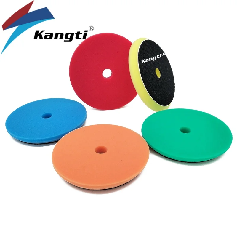 Kangti 5Inch(125mm) Compound Buffing Polishing Pads Cutting Sponge Pads Kit for Car Buffer Polisher Compounding and Waxing