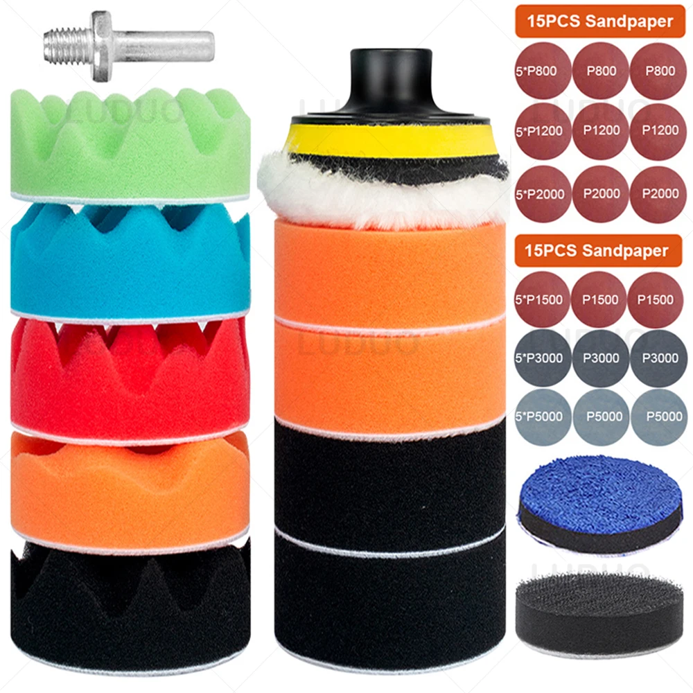 Car Waxing Sponge Sanding Pad Auto Headlight Restoration Kit Detailing Polishing Sponge Sandpaper Car Polishing Pad