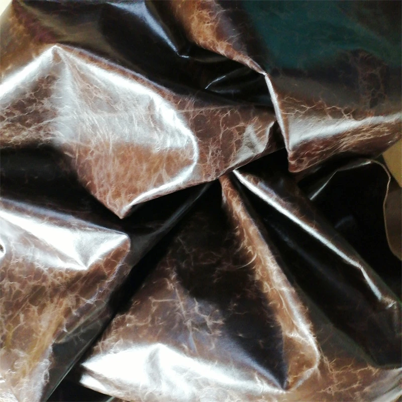 1mm Coffee-Colored Cracked Oil Wax Cowhide.Top-Grain Leather.Genuine Leather Fabric.Handmade DIY For Card Bag.Full Sheet Cut