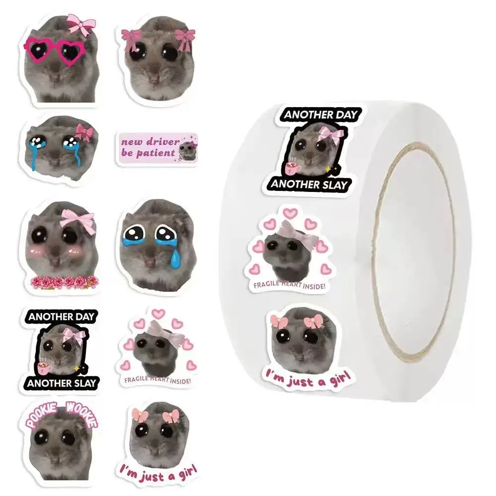 100-500pcs Ins Sad Hamster Cartoon Meme Sticker for Phone Laptop Suitcase DIY Decorative Waterproof Decals Toy DIY Materials