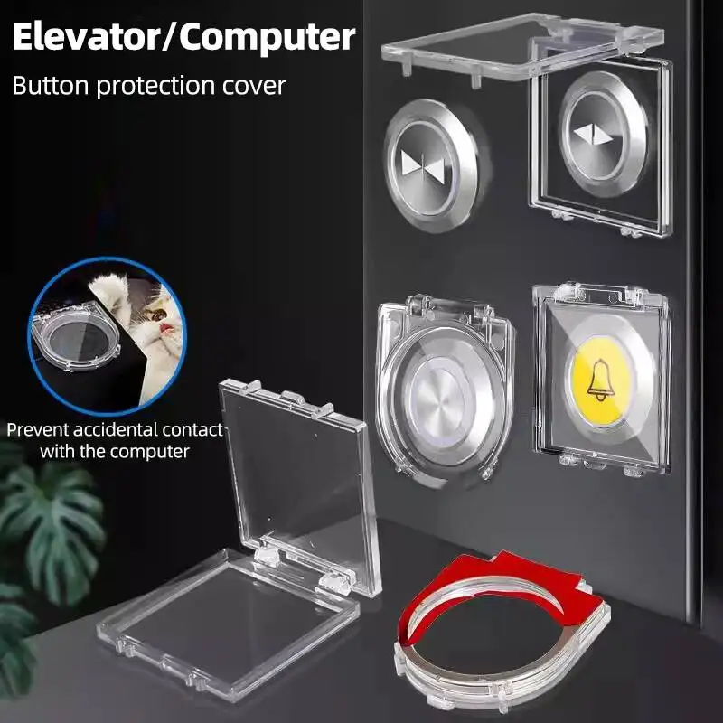 5pcs DIY Elevator Button Protective Cover Computer Host Switch Transparent Power Supply Anti-Cat Child Accidental Touch