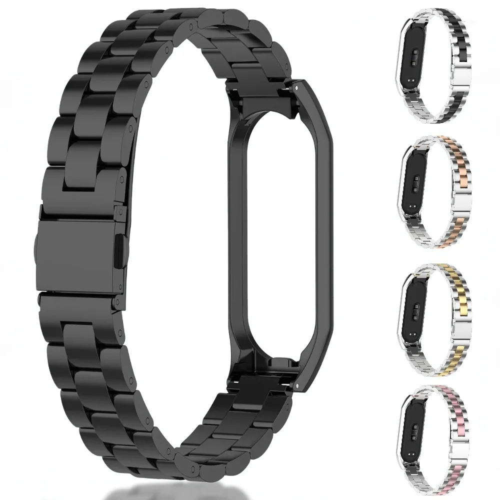 Stainless Steel Strap for Xiaomi Mi Band 10 9 8 7 6 5 4 Metal Wristband for Mi Band 8 Bracelet Mi Band 9 8 Mi 7 6 5 Accessories