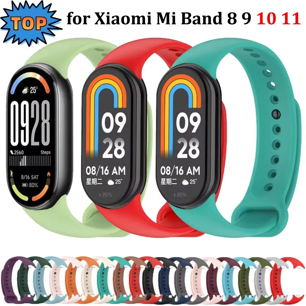 Silicone Strap for Xiaomi Mi Band 8 9 10 11 Smartwatch Replacement Soft Bracelet Wristband for Mi Band 11 10 Correa Accessories