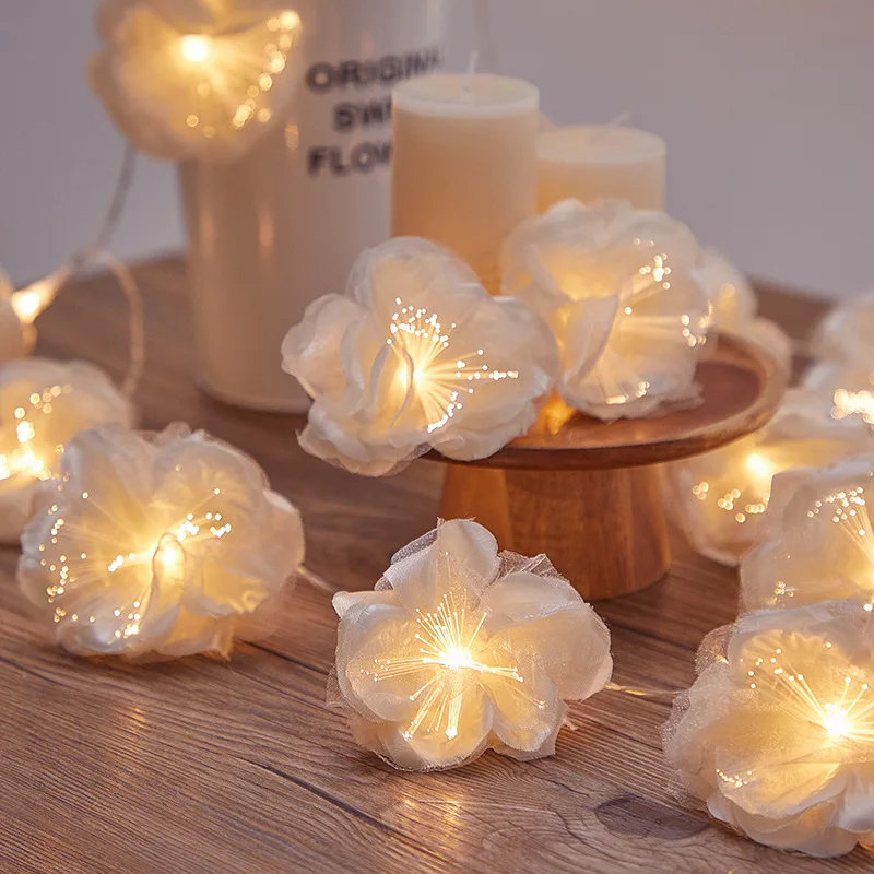 10LED Cherry Blossom Artificial Flower Light String Wedding Decoration Birthday Party Garland Fairy Light Holiday Home Decor