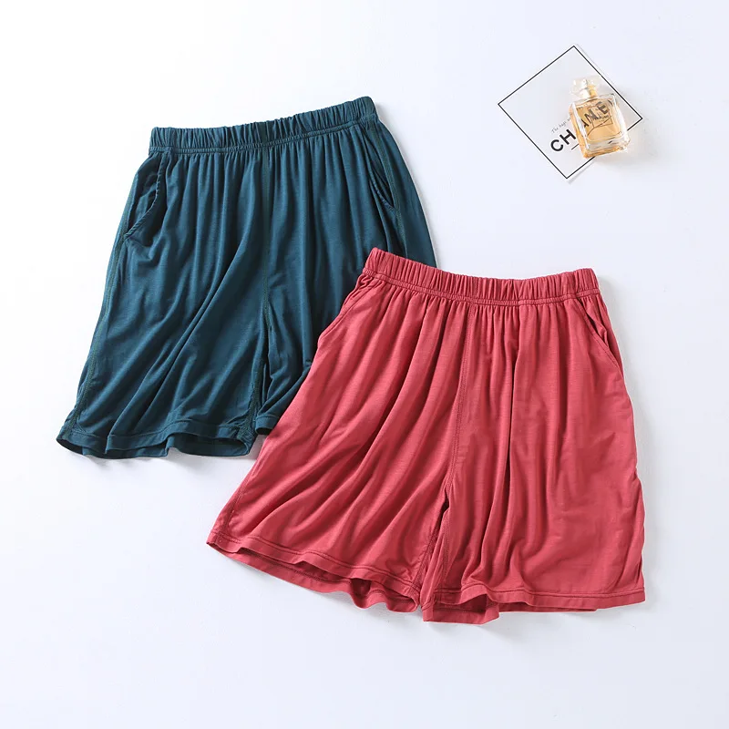 2026 New Summer Women's Shorts Modal Large Home With Pocket Sleepers Solid Color Loose 3-Cent Pants Pajama Shorts Ladies