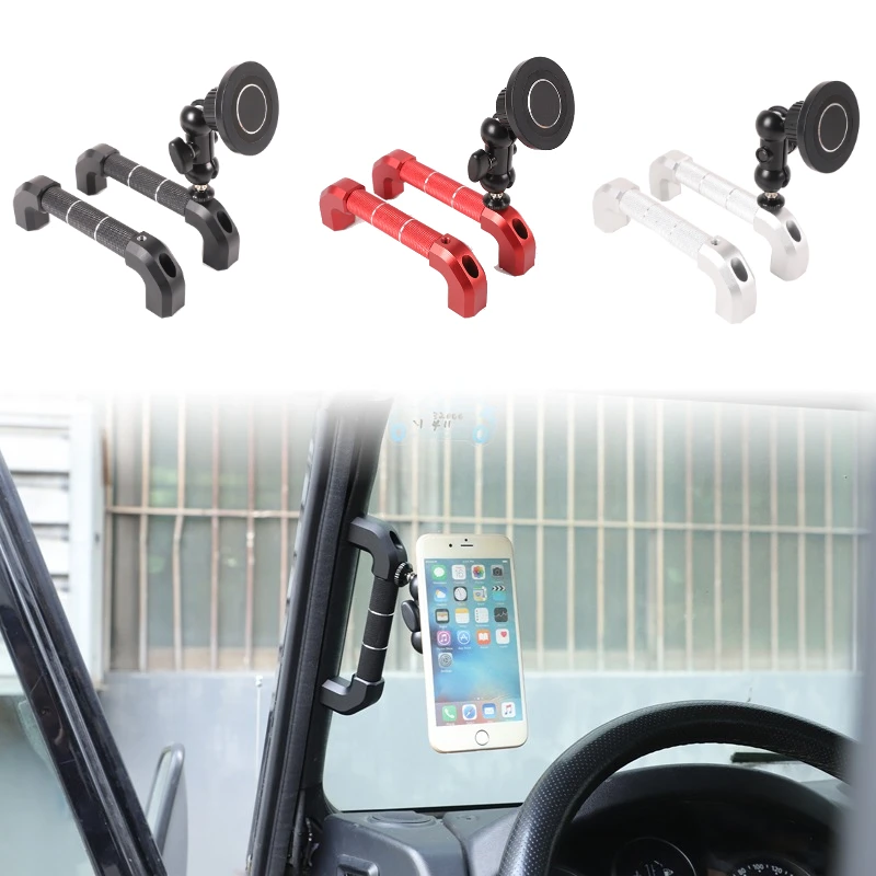 Aluminum alloy A Pillar Grab Handle Trim Action Phone holder for Land Rover Defender 90 110 04-18 Inner Door Pillar Handle Grip