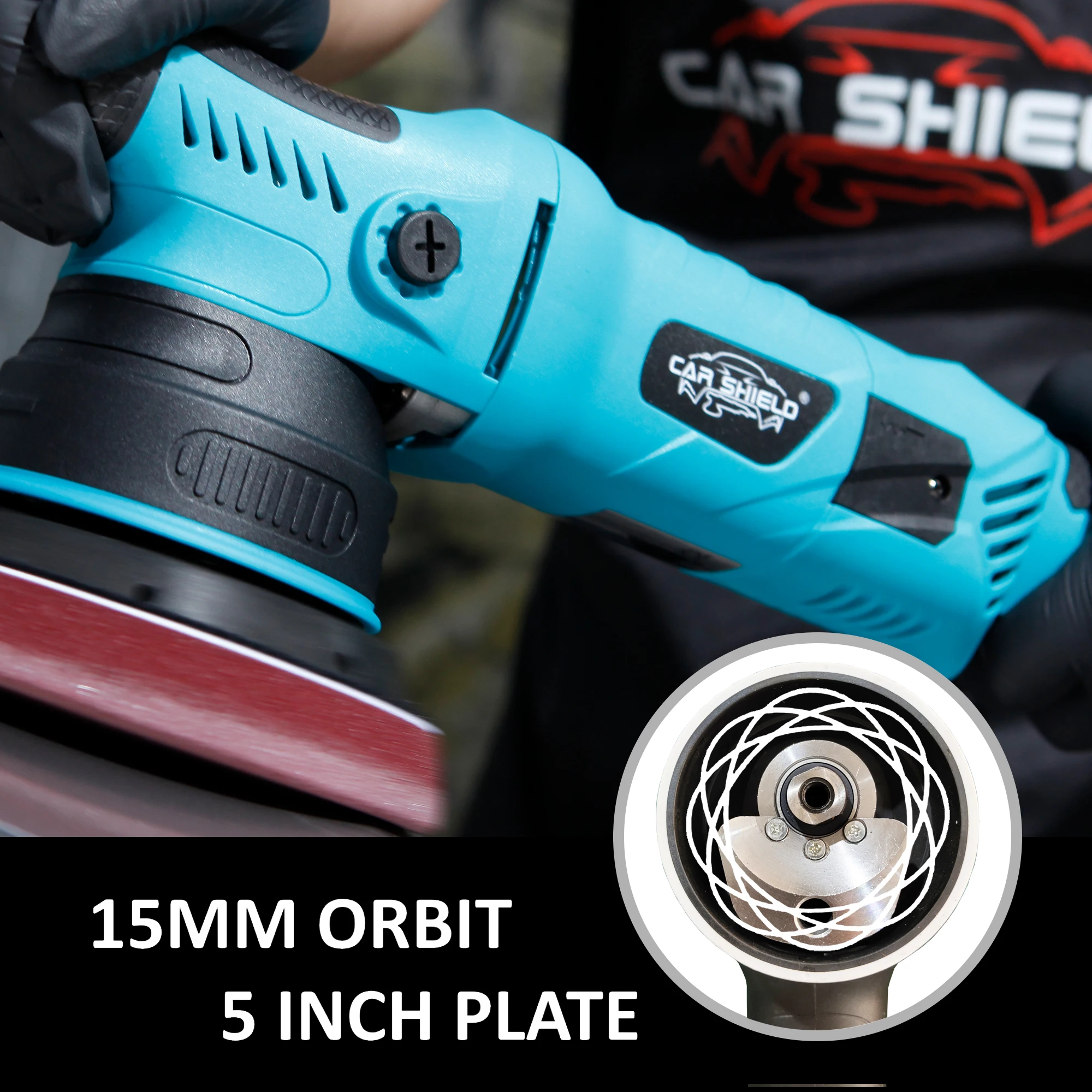 Hot Sale Car Shield 1000W 15mm 5Inch Polisher Machine Long Handle Dual Action Polisher for Car Detailing