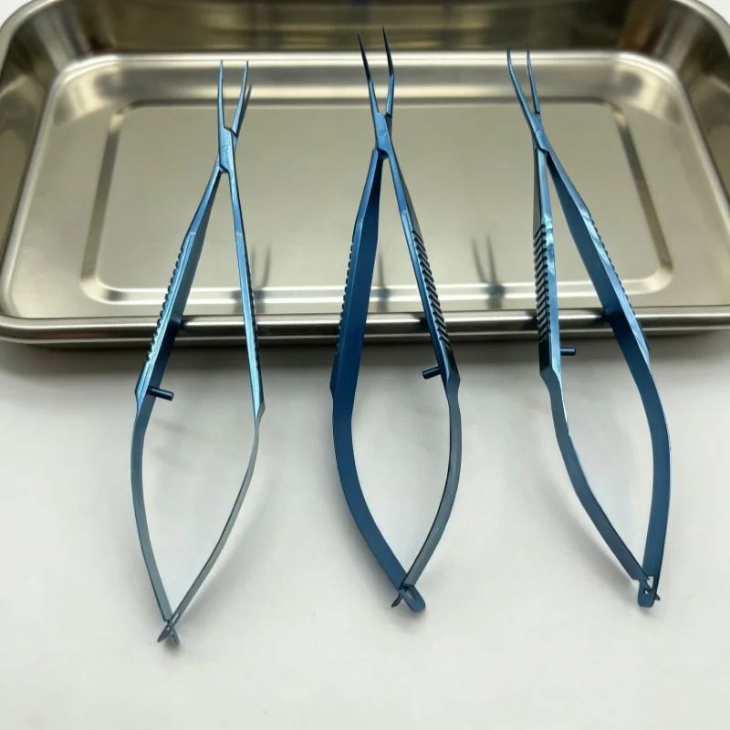 Ophthalmic Tying Forceps, 5.0mm Smooth Jaw Cross Action Handle, Cataract Surgery Microsurgical Suturing Instrument, Total Length