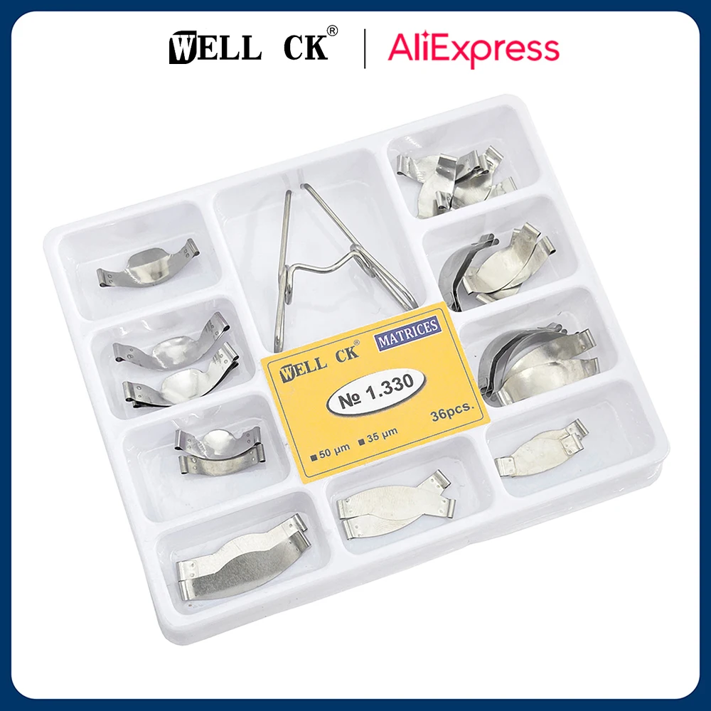 Dental Matrix with Springclip No.1.330 Sectional Contoured Metal Matrices Full kit for Teeth Replacement Dentsit Tools