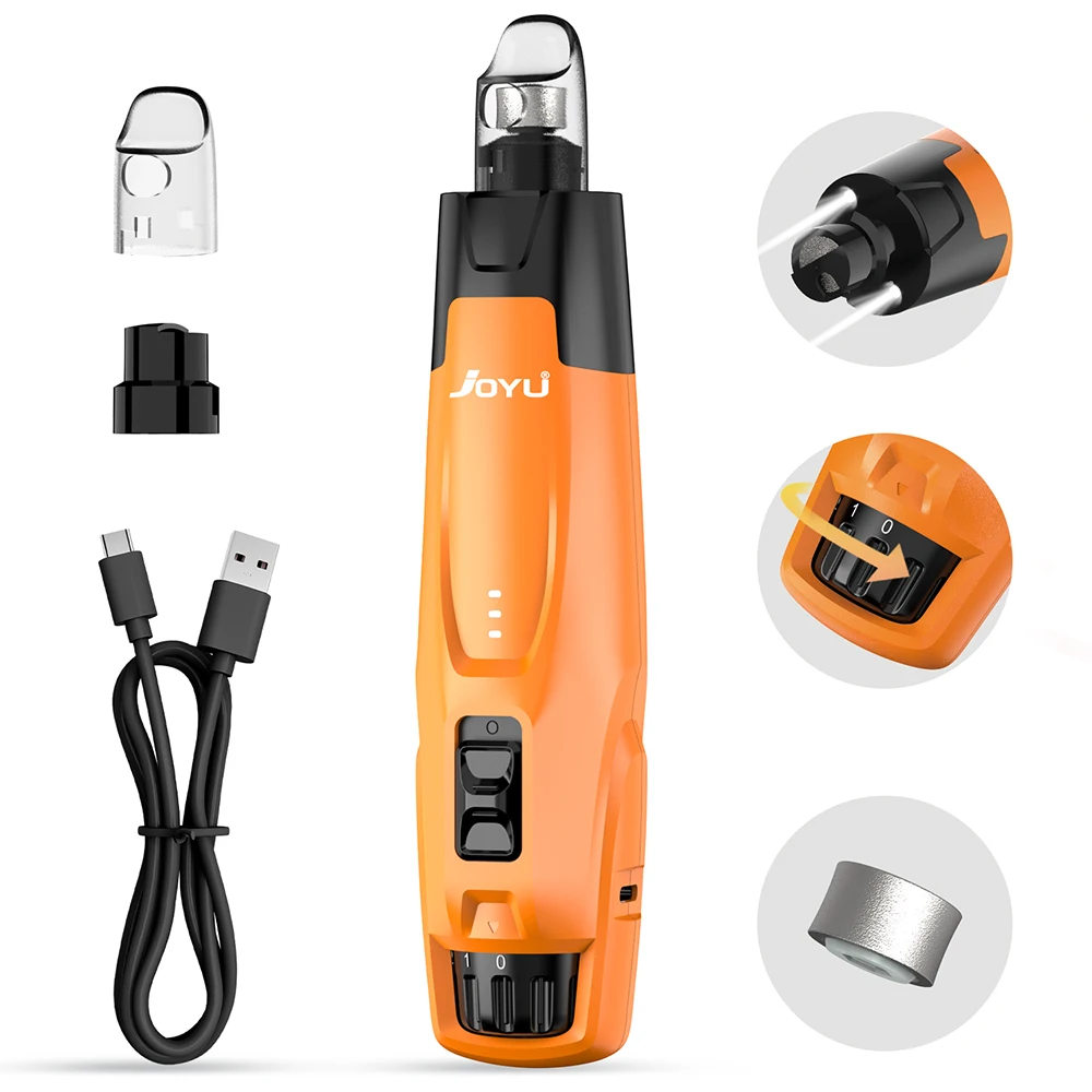 New 6-Speed Dog Nail Grinder - 50% More Power Dog Nail Trimmers with 2 LED Lights Quiet 7h Running Time for Large Medium Small D