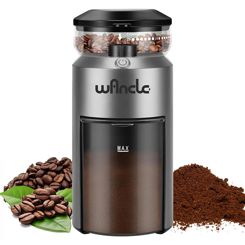 Wancle Electric Burr Coffee Grinder Adjustable Coffee Bean Grinder with 28 Precise Grinding Settings for Espresso French Press