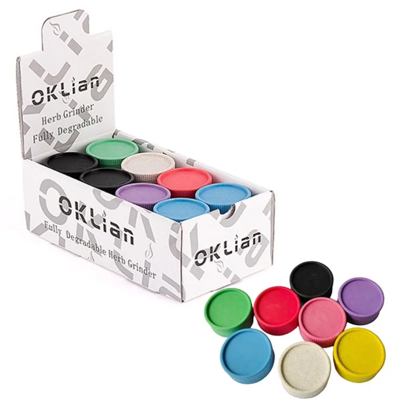 24Pcs/Lot 5.5cm 2-Layer Degradable Environmental Plastic Herb Grinder, Portable Tobacco Spice Crusher for Smoking Accessories