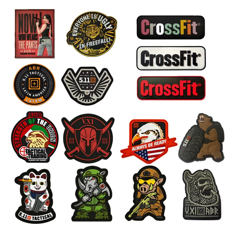 Tactical Badge Soft Rubber Vest Sword Emblem Patch for Backpack Cap Uniform DIY Print Applique Badge 3D PVC Military Patches