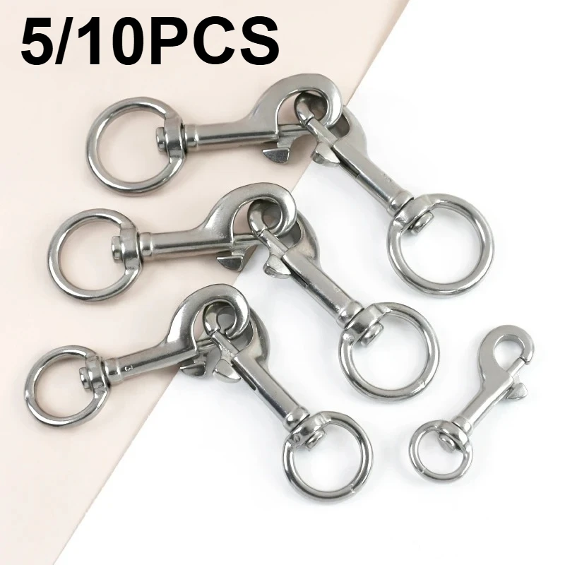 316 Stainless Steel Bag Strap Buckles Metal Single Ended Swivel Hook Buckle Pet Collar Clasp DIY Hardware Accessories