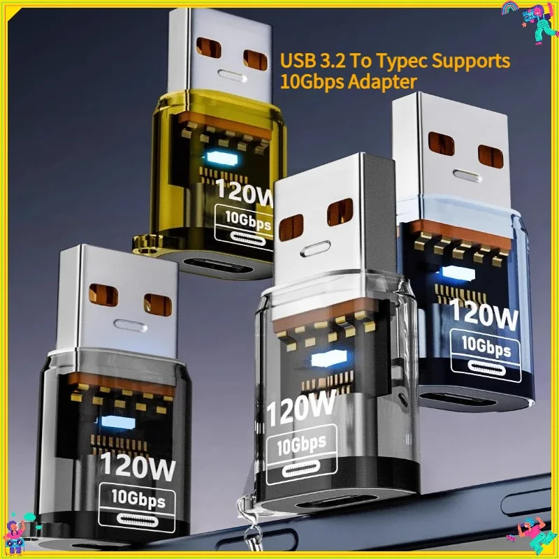 1PCS Type C Adapte USB 3.2 OTG Fast Charging 120W 10GB High Speed Data Audio Transfer For PC Tablet