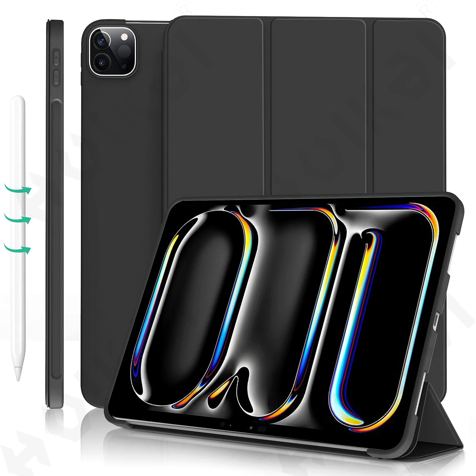 Case for iPad Pro 11 13 Air 11 13 M5 M4 M3 Mini 2025 Slim Translucent Back Tri-Fold Stand Tablet Pen Charging Auto Wake/Sleep