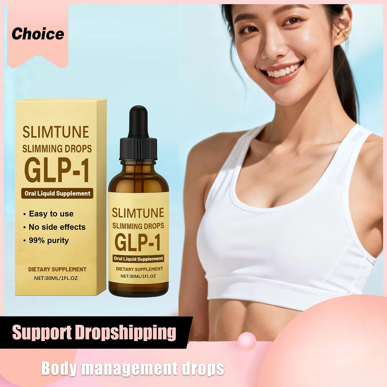 Body Management Drops Supports Healthy Skin Slimming Improves Digestion Green Tea Extract Metabolism Booster Dietary Supplement