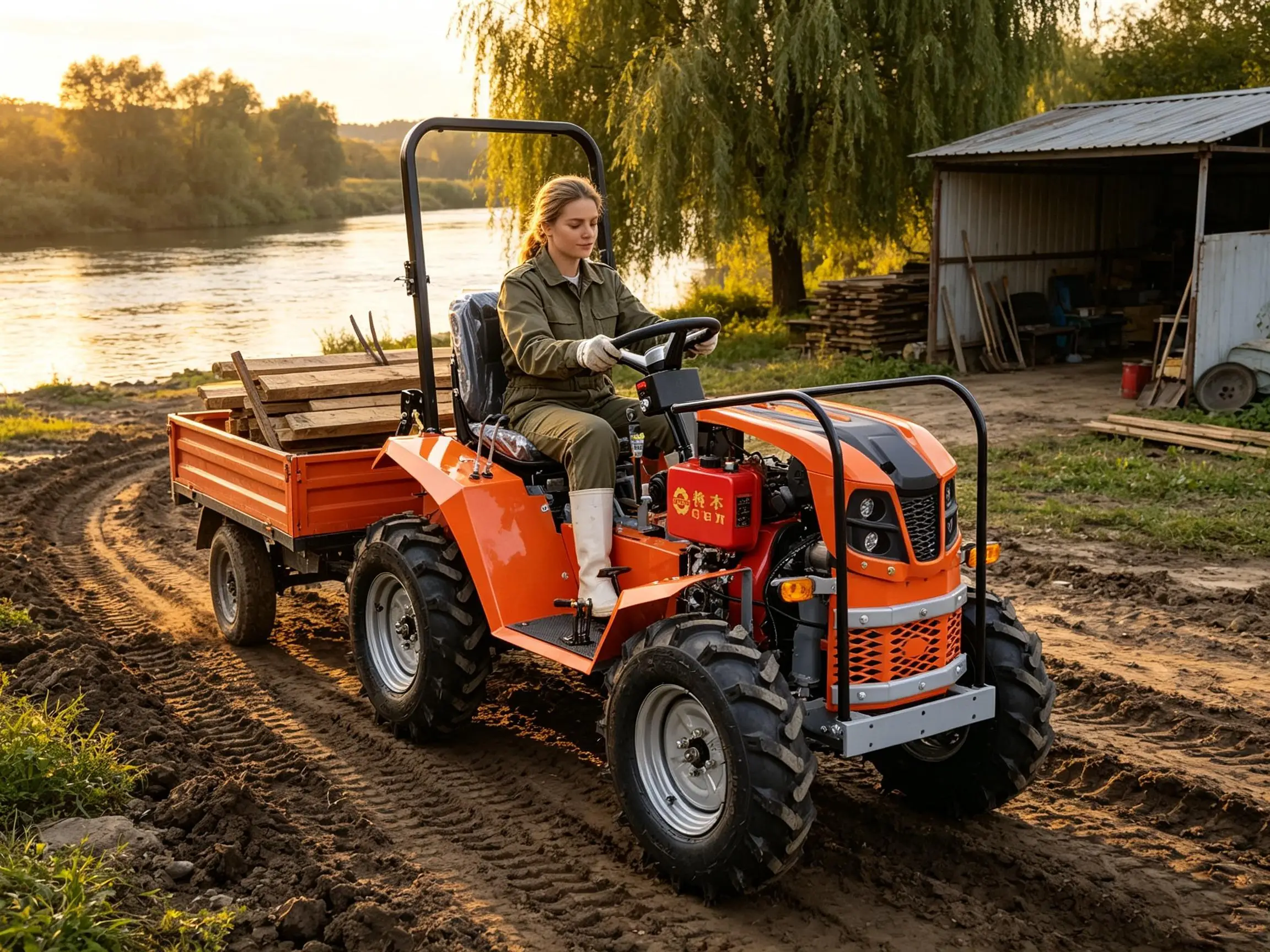 18HP Diesel Farm Tractor With PTO Three Point Hitch Support Sprayer Lawn Mower Rotary Tiller for Agriculture Breeding Garden