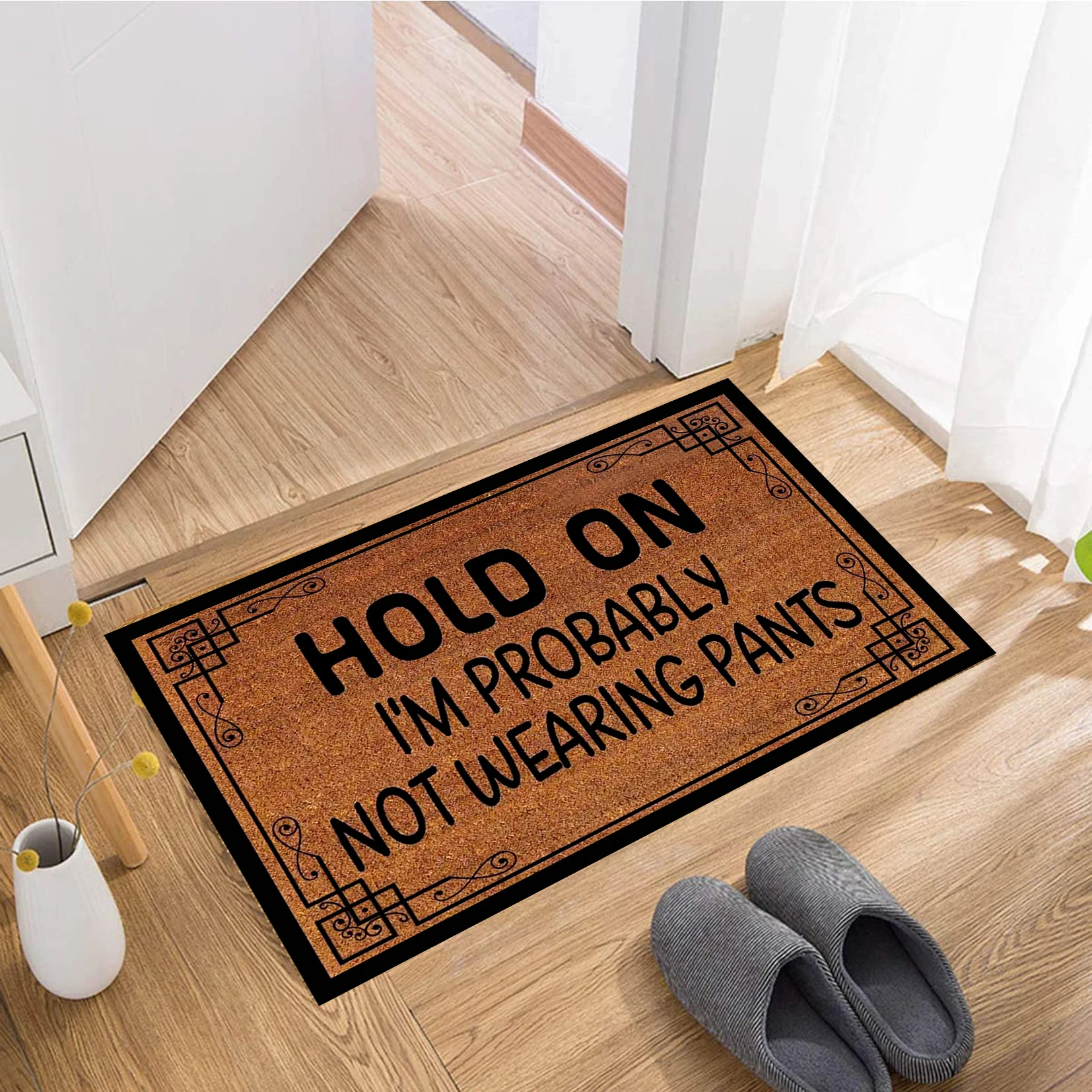 Cheap Door Mat Hold On I'm Probably Not Wearing Pants Non-Slip Rubber Backing 18x30 Doormat