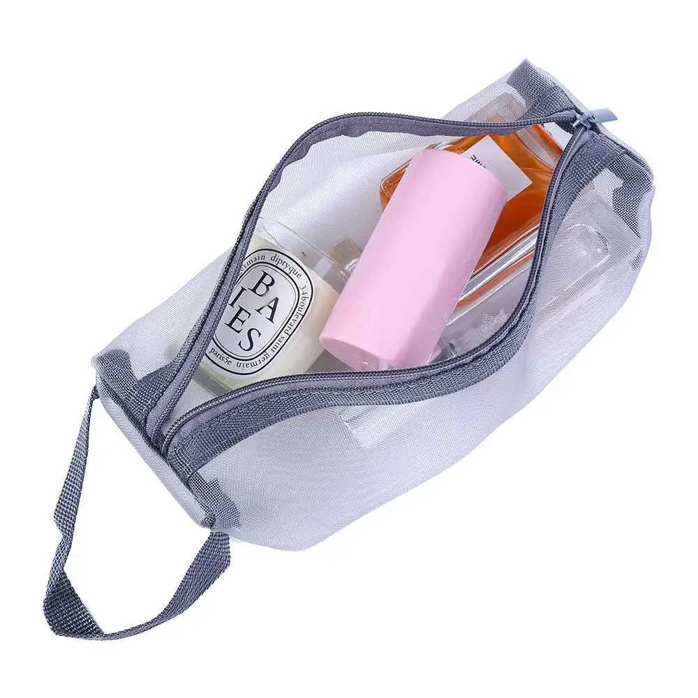 Mesh Transparent Large Capacity Toiletry Bag Zipper Makeup Bag Women Cosmetic Bag Skin Care Storage Bag Korean Storage Bag