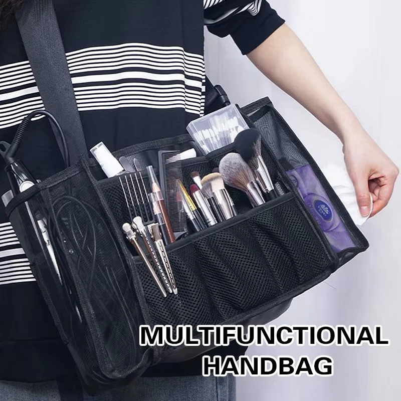 Large Capacity Black Cosmetic Brush Storage Bag Women Artist Waist Bags Hair Stylist Makeup Holder Multifunctional