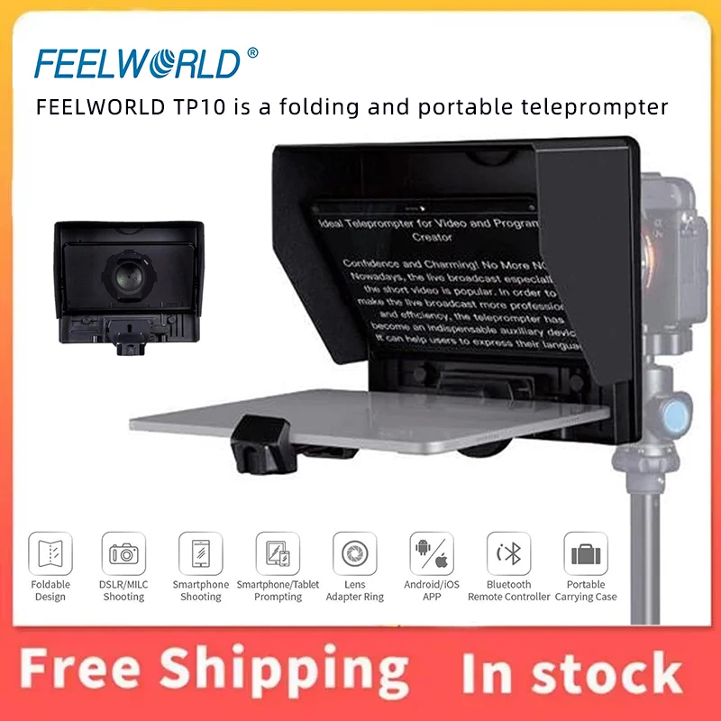 FEELWORLD TP10 Portable 10-inch Folding Teleprompter Supports up to 11
