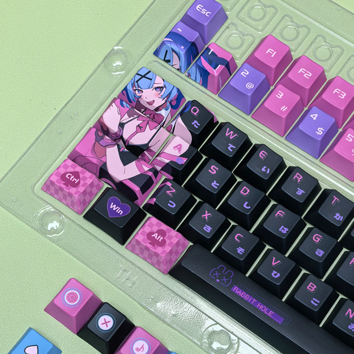 Korean, Pretty Girl Keycap PBT 132 Keys, Cherry for 60/84/98/108 Mechanical Keyboard Customization