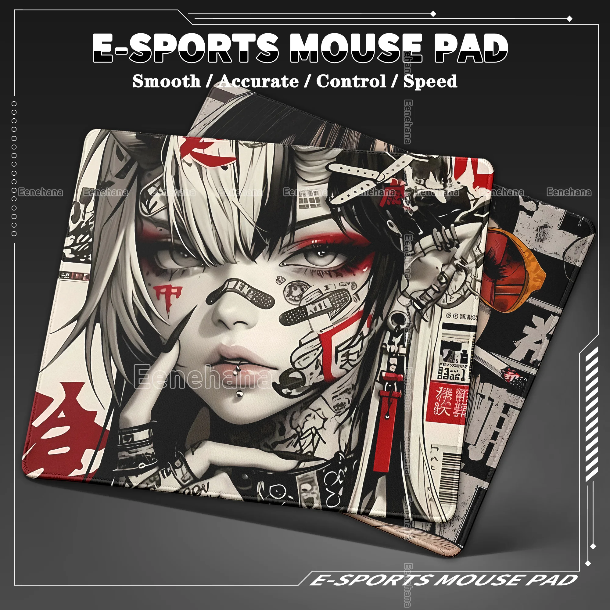 Handsome Punk Girl Mouse Pad Speed E-sports Waterproof PC Gaming Keyboard Office Table Non-slip 40x45cm Anime Desktop Decoration