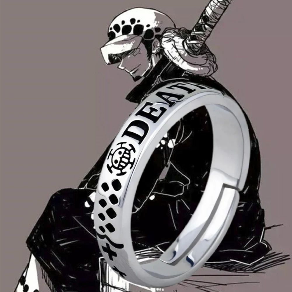 Anime ONE PIECE Trafalgar D Water Law ACE Cosplay Rings Straw Hat Design Ring Adjustable Unisex Jewelry Prop Accessories Gift