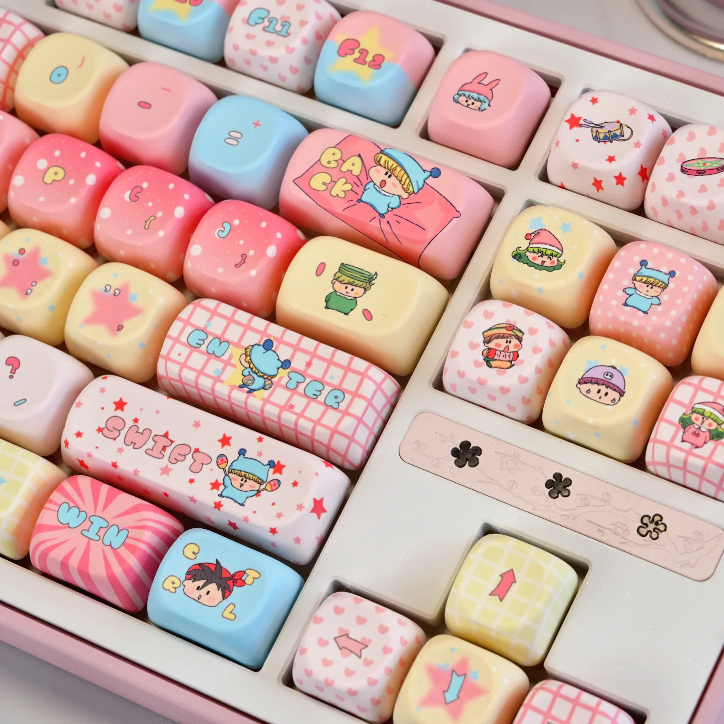 Magic Cat Keycap Set PBT 129 Key Cherry MOA Color Pink Suitable for 60/84/98/108 Mechanical Keyboard