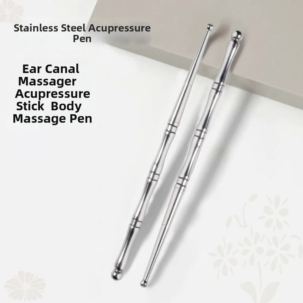 Stainless Steel Acupuncture Pen Double Head Anti-wrinkle Facial Reflexology Tools Dredge Meridians Relax Deep Tissue Massage Pen