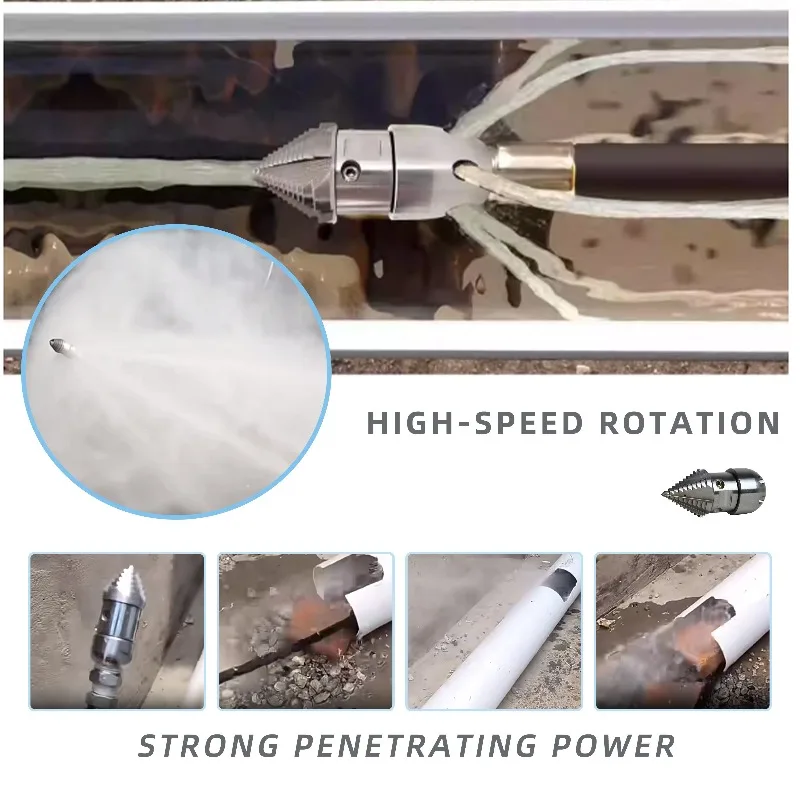 High Pressure Rotating Nozzle Stainless Steel Ceramic Tip for Sewer Dredging Clear Silt Blockage Drain Pipe Cleaning Accessories