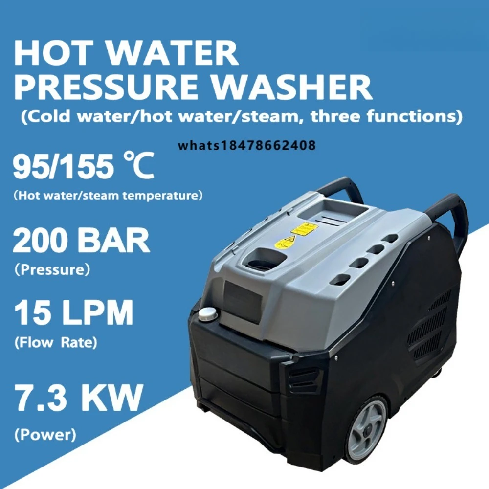 Industrial Grade 7.3KW High Pressure Steam Cleaning Machine 2900psi 200bar Cleaning Industrial Heavy Oil Pollution Accessories