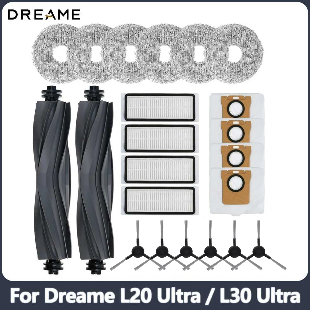 For Dreame L20 Ultra Complete / L30 Ultra Robot Vacuum Cleaner Replacement Accessories Roller Side Brush Mop Pad Dust Bag Filter
