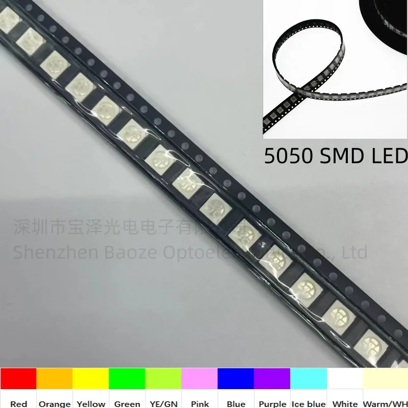 5050 SMD LED Red Yellow Green White Blue Orange Pink Ice Blue 5054 light emitting diode 100pcs/lot