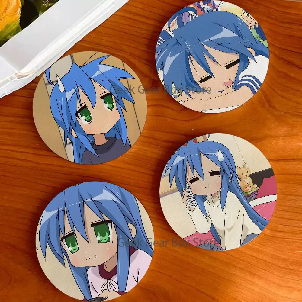 Konata Izumi L-Lucky S-Star Round Coaster Non-slip table mat Insulated Coasters Kitchen Dining Room Tabletop Decor