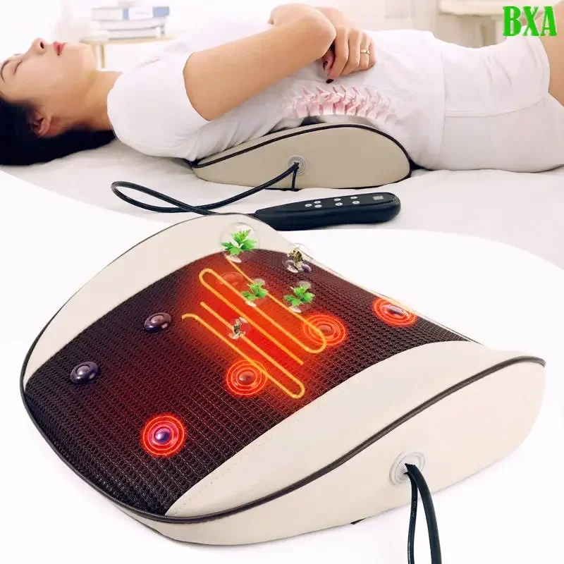 Electric Pulse Body Massager Cushion Vibration Magnetic Heating Lumbar Waist Traction Airbag Therapy Massage Relief Pain