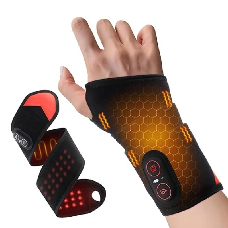 Cordless Wrist Heating Brace 3 Vibration Massage Wrist Brace Left Right Hand Muscle Relaxation Sports Recovery Hand Care
