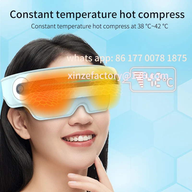 Customizable Eye Massager with Heat Vibration Compression Massage Help Puffy and Dry Eyes-Rechargeable Heated Migraine Mask